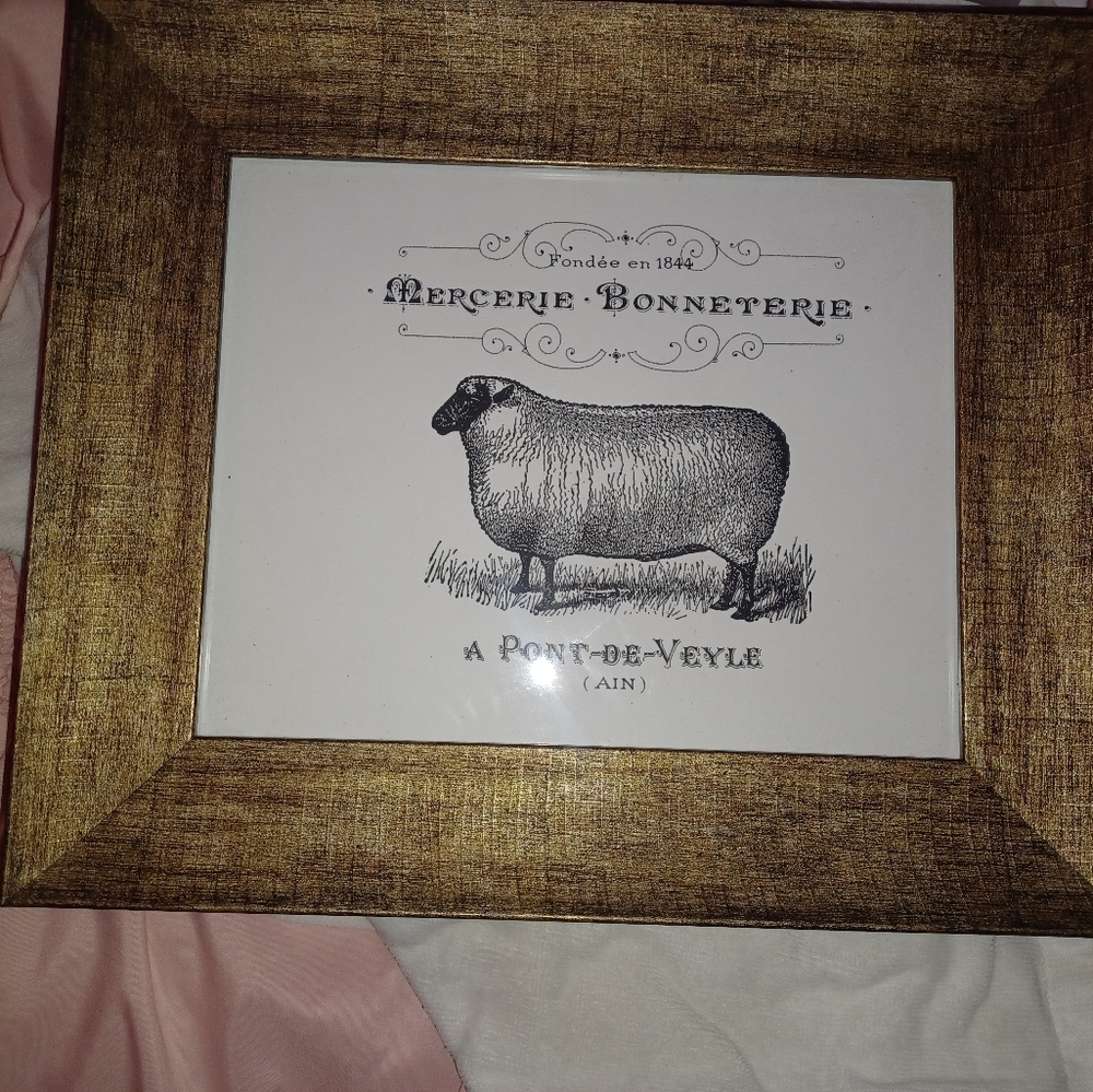 French Country Sheep Picture Wooden Picture